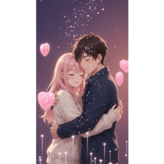 Couple Hugging With Floating Hearts SVGA gift animation
